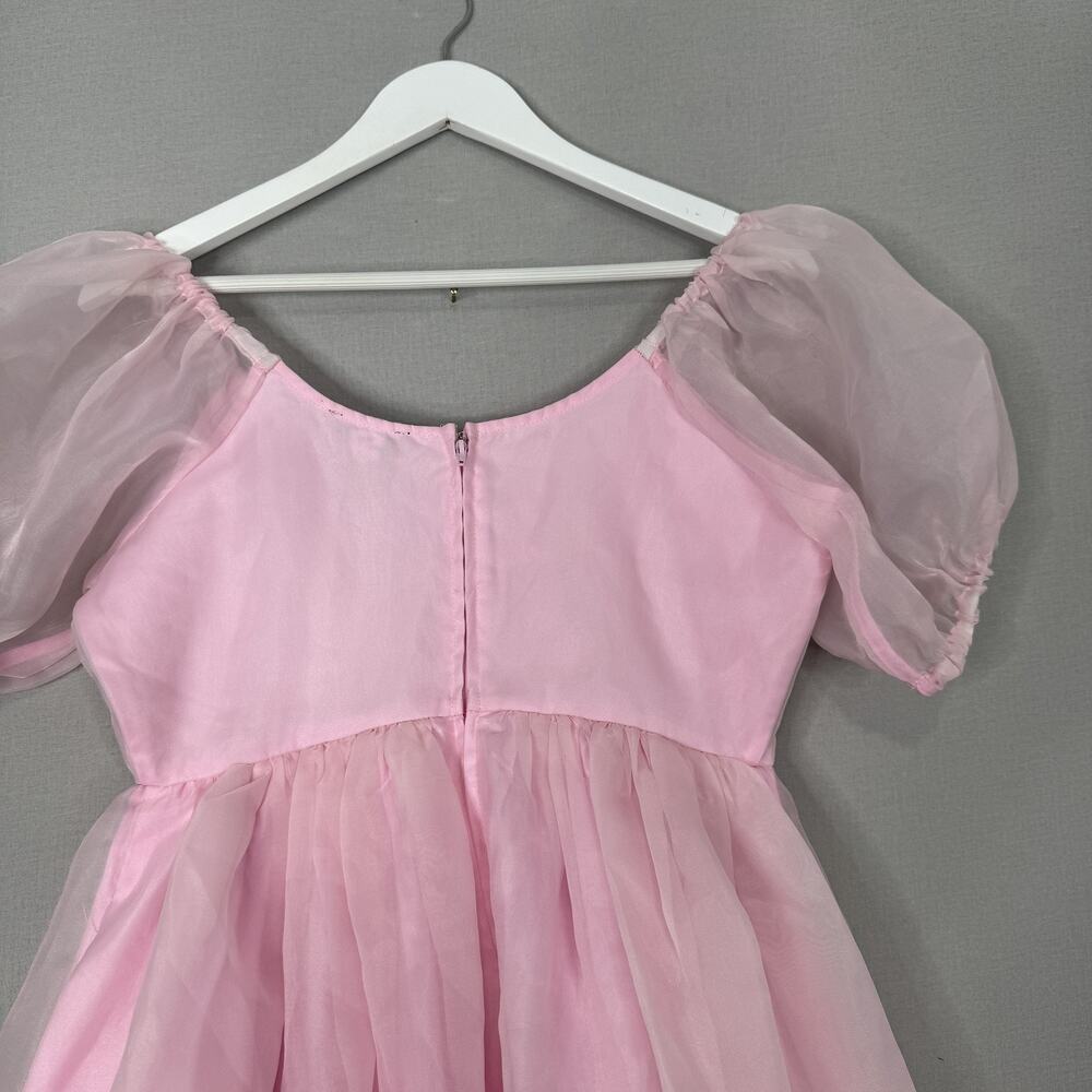 Sweet Society Hot Topic Dress Womens M Pink Chiffon Puff Sleeve Balletcore Fairy - Picture 10 of 14